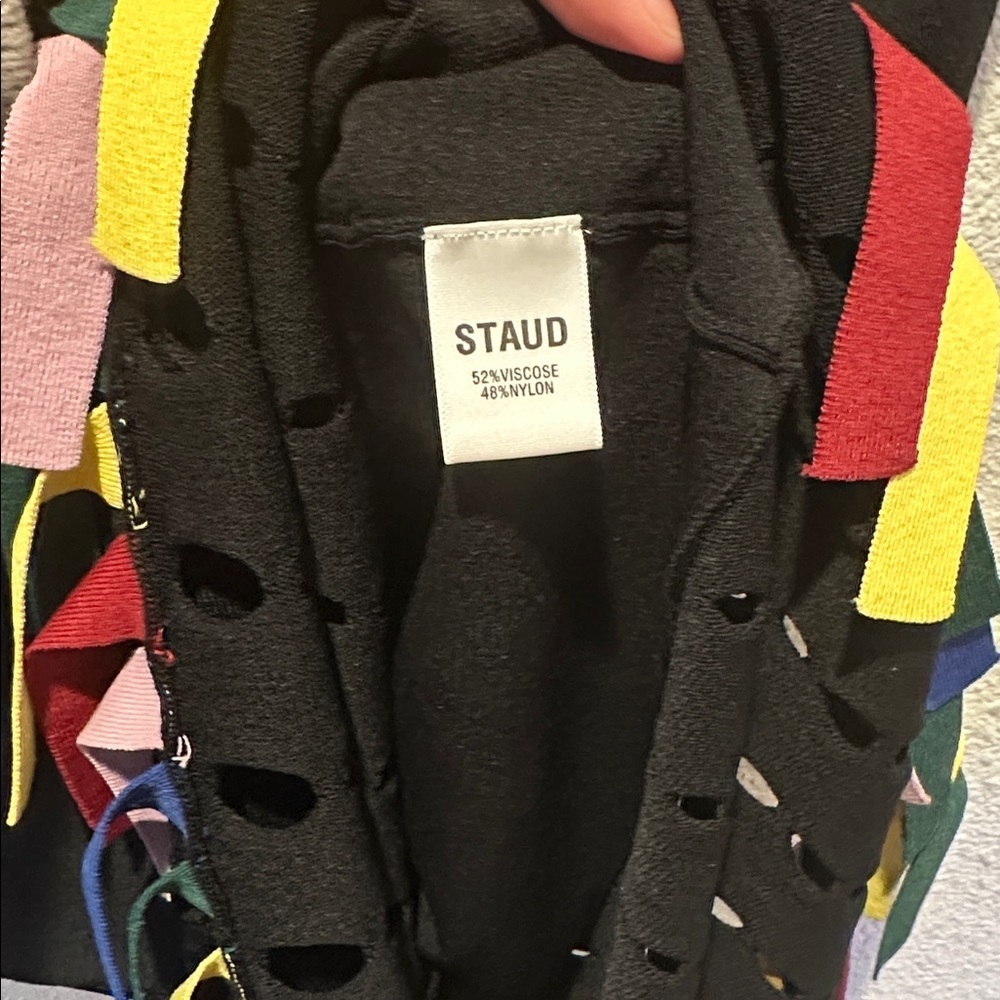 STAUD Black Pencil Skirt with Multicolor Hem - Picture 6 of 6